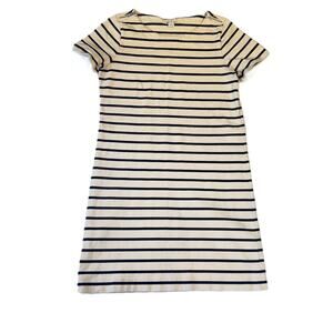 j. Crew Factory Mini Dress Woman S Black White Stripe Zipper Details Cap Sleeve